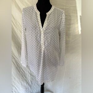 Old Navy White and Black Polka Dot Blouse